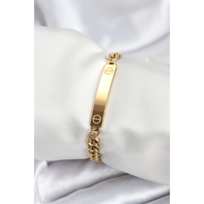 HarmonyAura 316L Çelik Gold Renk Yazı Yazmaya Uygun Kadın Bileklik