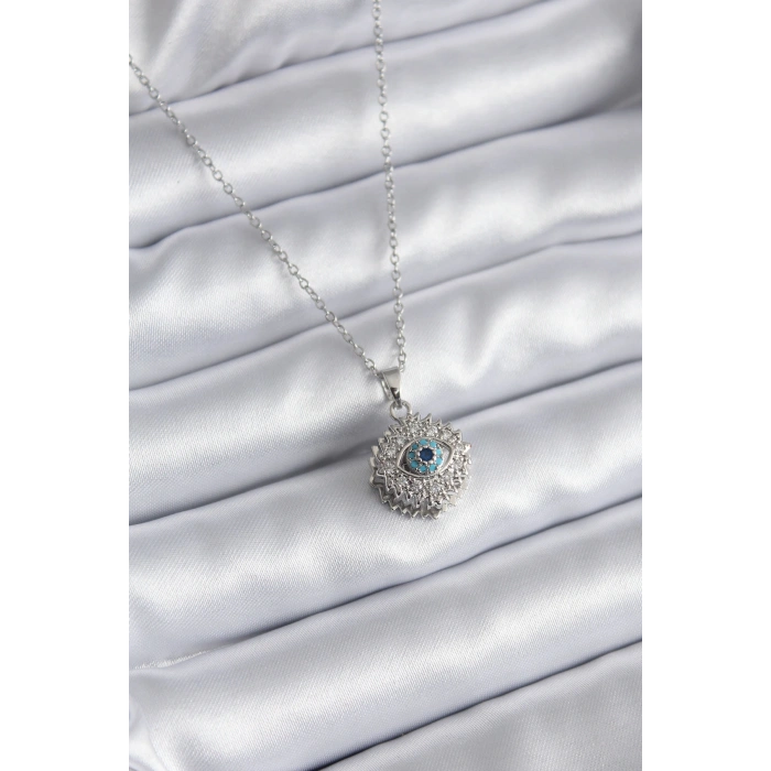 HarmonyAura 316L Çelik Gold Renk Zirkon Taşlı Göz Model Kadın Kolye