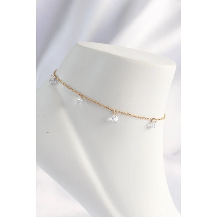 HarmonyAura 316L Çelik Gold Renk Zirkon Taşlı Halhal