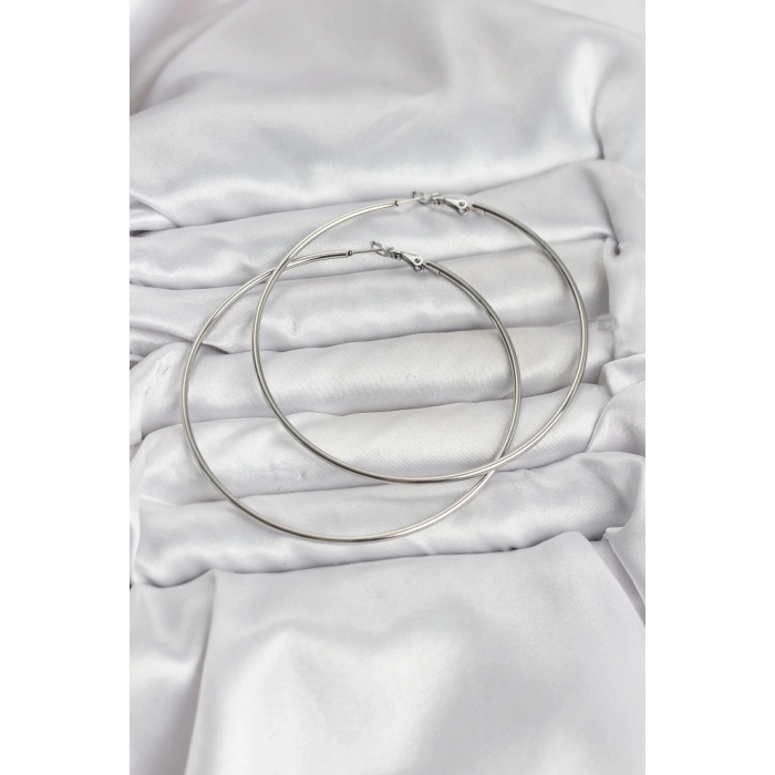 HarmonyAura 316L Çelik Gümüş Renk 75 mm Halka Küpe