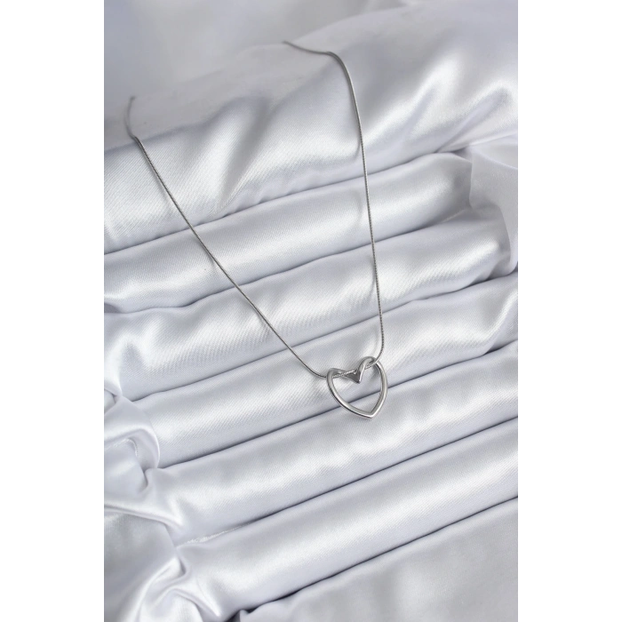 HarmonyAura 316L Çelik Gümüş Renk Kalp Model Kadın Kolye
