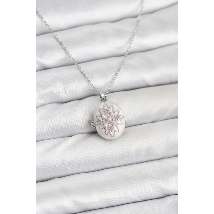 HarmonyAura 316L Çelik Gümüş Renk Pembe Lotus Model Kadın Küpe