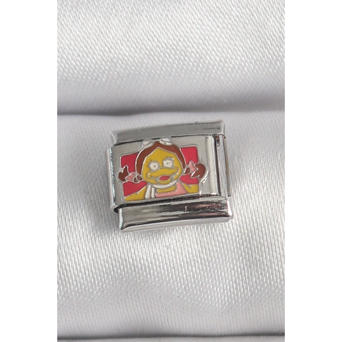 HarmonyAura 316L Çelik Gümüş Renk Renkli Çocuk İşlemeli Nomination Charm