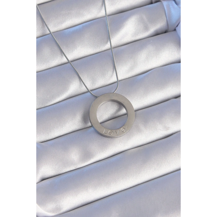 HarmonyAura 316L Çelik Gümüş Renk Zirkon Taşlı Model Kolye