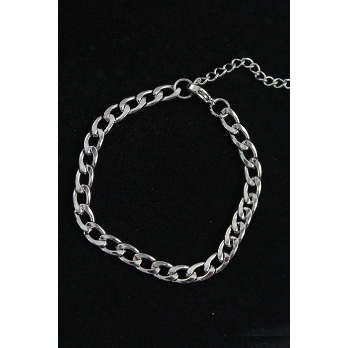 HarmonyAura 316L Çelik Kalın Klasik Model Gümüş Renk Erkek Bileklik