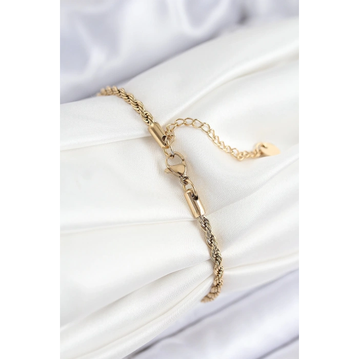 HarmonyAura 316L Çelik Nazar Boncuğu Detaylı Yaşam Çiçeği Model Gold Renk Kadın Bileklik