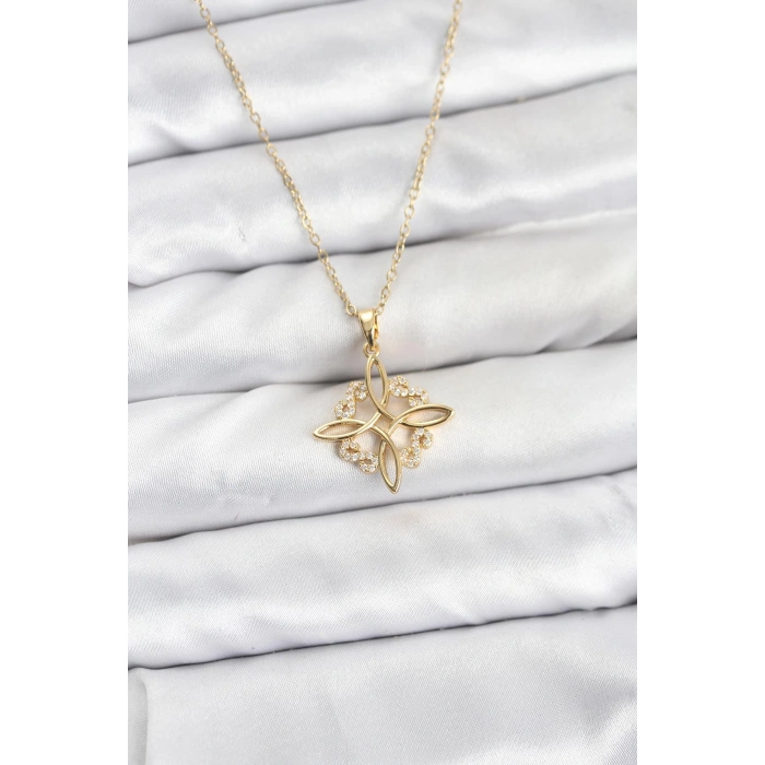 HarmonyAura 316L Çelik Zincir Gold Renk Sonsuzluk Model Zirkon Taşlı Kadın Kolye