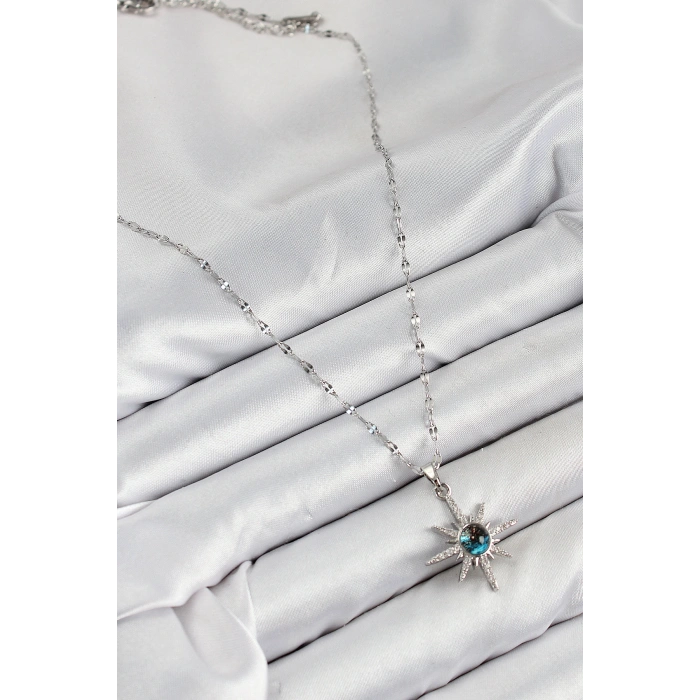 HarmonyAura 316L Çelik Zirkon Taşlı Kutup Yıldızı Model Gümüş Renk Kadın Kolye