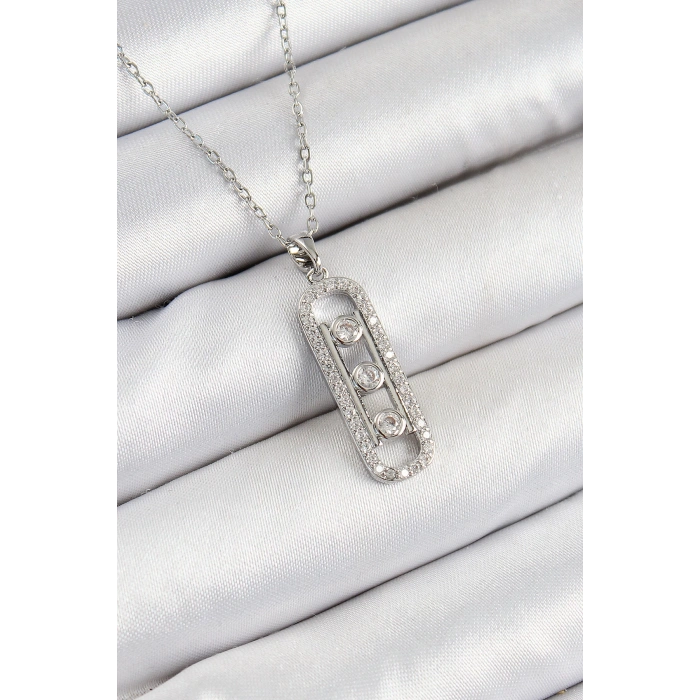 HarmonyAura 316L Çelik Zirkon Taşlı Messika Model Gümüş Renk Kadın Kolye