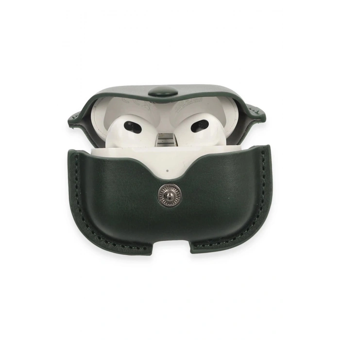 HarmonyAura  Airpods 3 (3.nesil) Çanta Deri Kılıf - Haki Yeşil