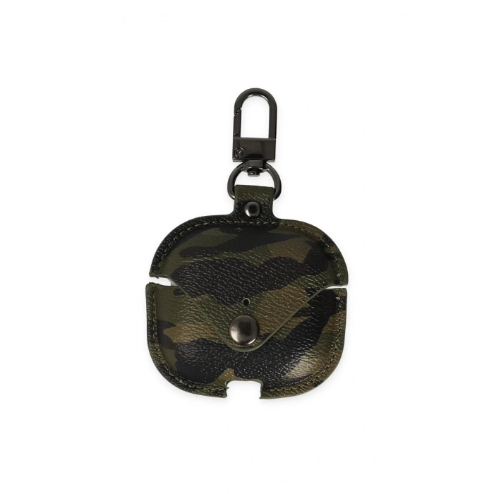 HarmonyAura  Airpods 3 (3.nesil) Çanta Kamuflaj Deri Kılıf - Haki Yeşil