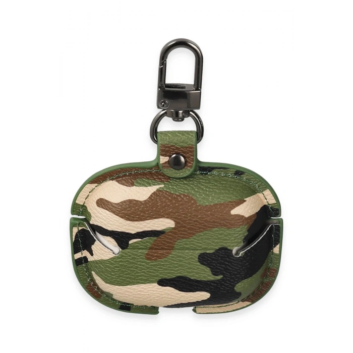 HarmonyAura  Airpods 3 (3.nesil) Çanta Kamuflaj Deri Kılıf - Yeşil