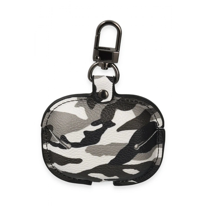 HarmonyAura  Airpods Pro 2 (2.nesil) Çanta Kamuflaj Deri Kılıf - Gri