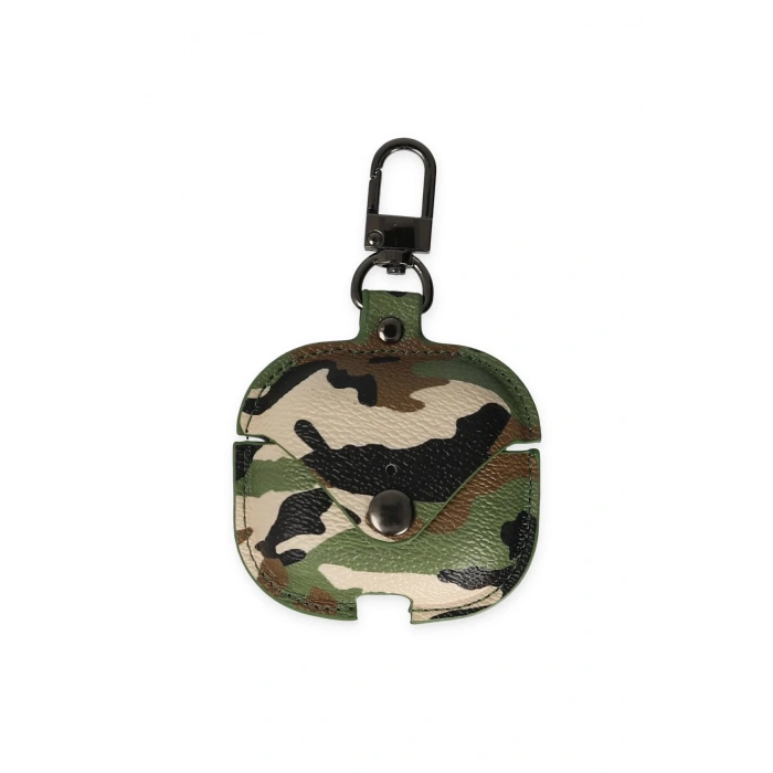 HarmonyAura  Airpods Pro 2 (2.nesil) Çanta Kamuflaj Deri Kılıf - Yeşil