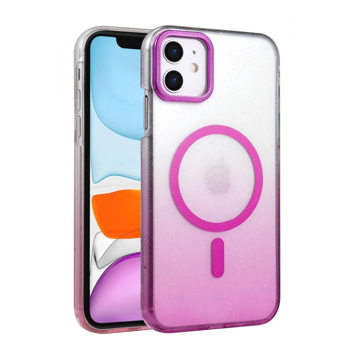 HarmonyAura Apple iPhone 11 Glossy Magsafe Kapak - Mor