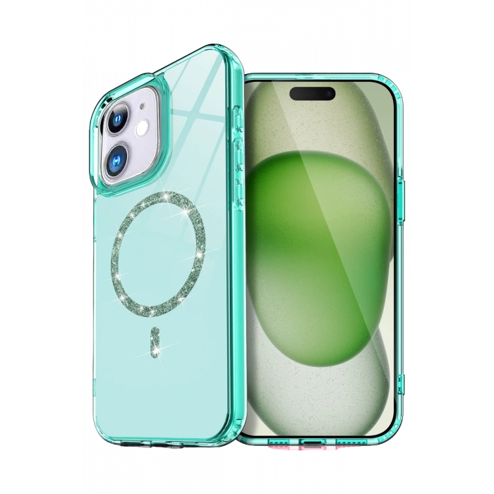 HarmonyAura Apple iPhone 11 Live Diamond Magsafe Kapak - Yeşil