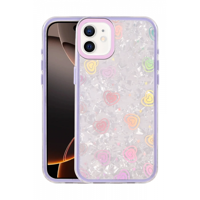 HarmonyAura Apple iPhone 11 Lumi Desenli Kapak - Mor