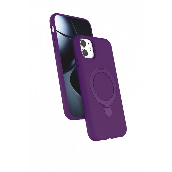 HarmonyAura Apple iPhone 11 Regal Magsafe Standlı Kapak - Derin Mor