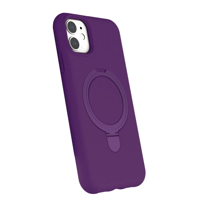 HarmonyAura Apple iPhone 11 Regal Magsafe Standlı Kapak - Derin Mor