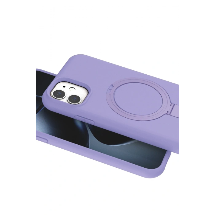 HarmonyAura Apple iPhone 11 Regal Magsafe Standlı Kapak - Lila