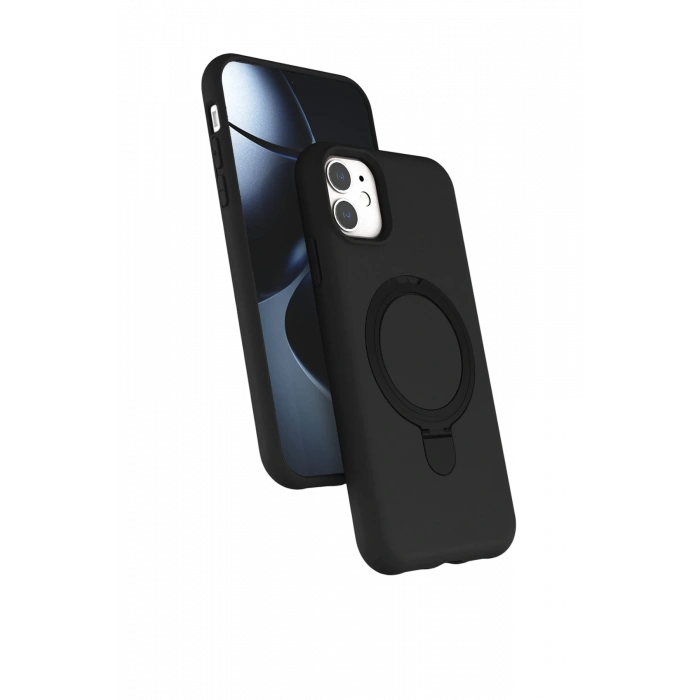 HarmonyAura Apple iPhone 11 Regal Magsafe Standlı Kapak - Siyah