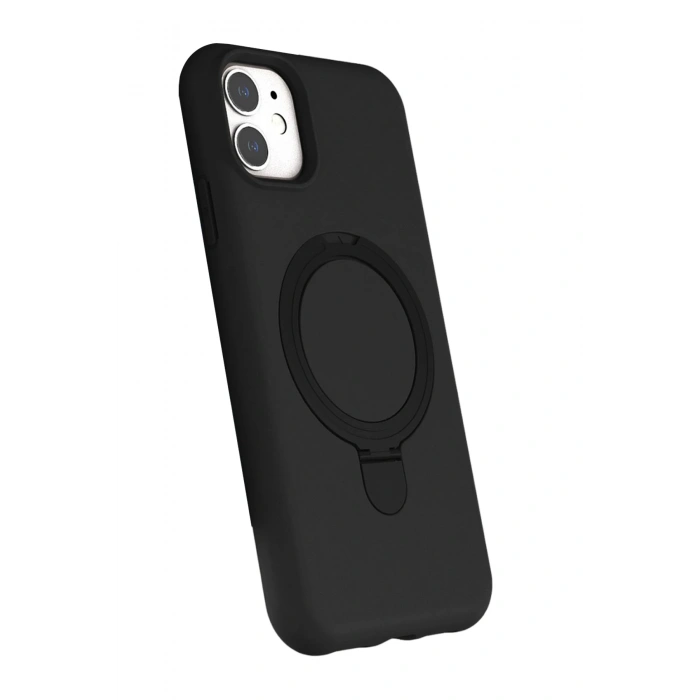 HarmonyAura Apple iPhone 11 Regal Magsafe Standlı Kapak - Siyah