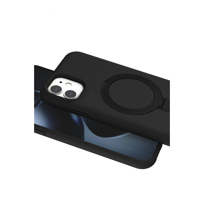 HarmonyAura Apple iPhone 11 Regal Magsafe Standlı Kapak - Siyah