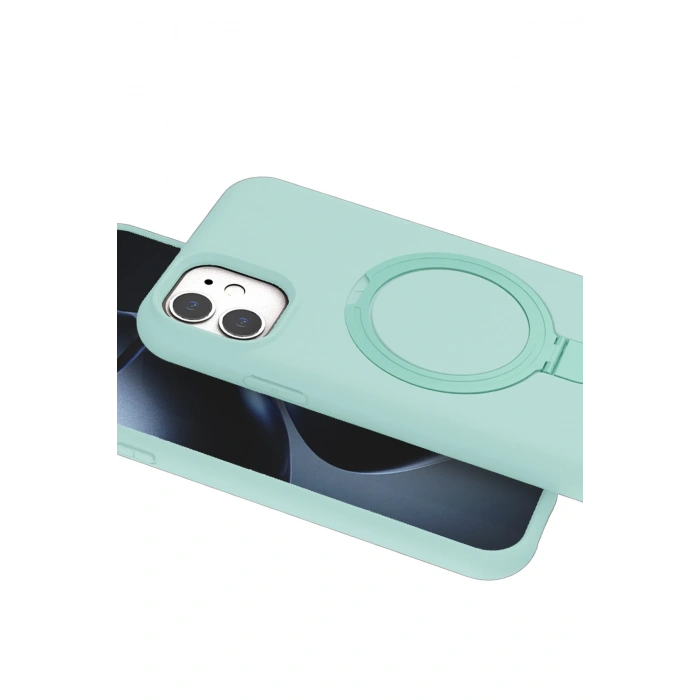 HarmonyAura Apple iPhone 11 Regal Magsafe Standlı Kapak - Su Yeşili