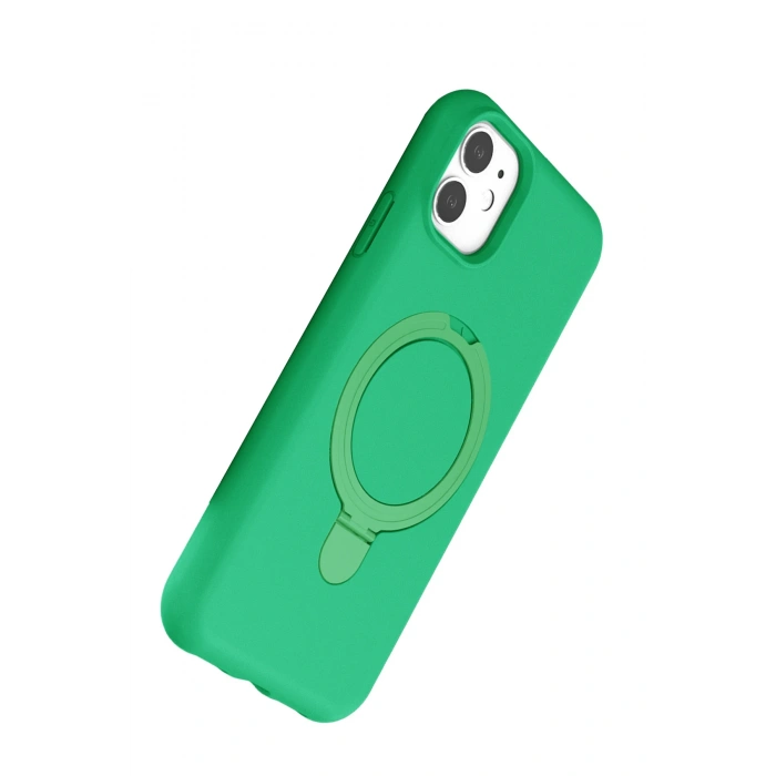 HarmonyAura Apple iPhone 11 Regal Magsafe Standlı Kapak - Yeşil