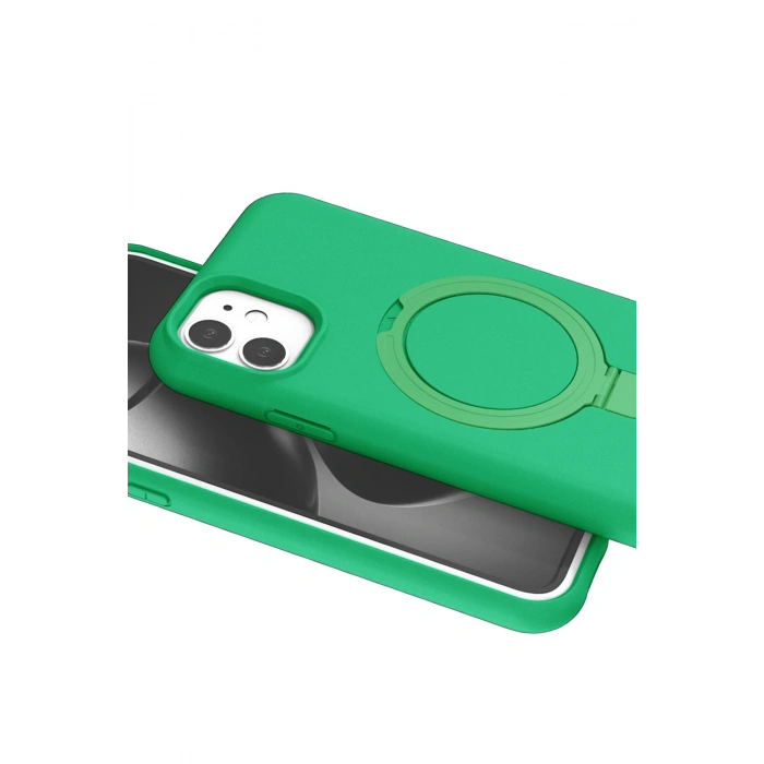 HarmonyAura Apple iPhone 11 Regal Magsafe Standlı Kapak - Yeşil