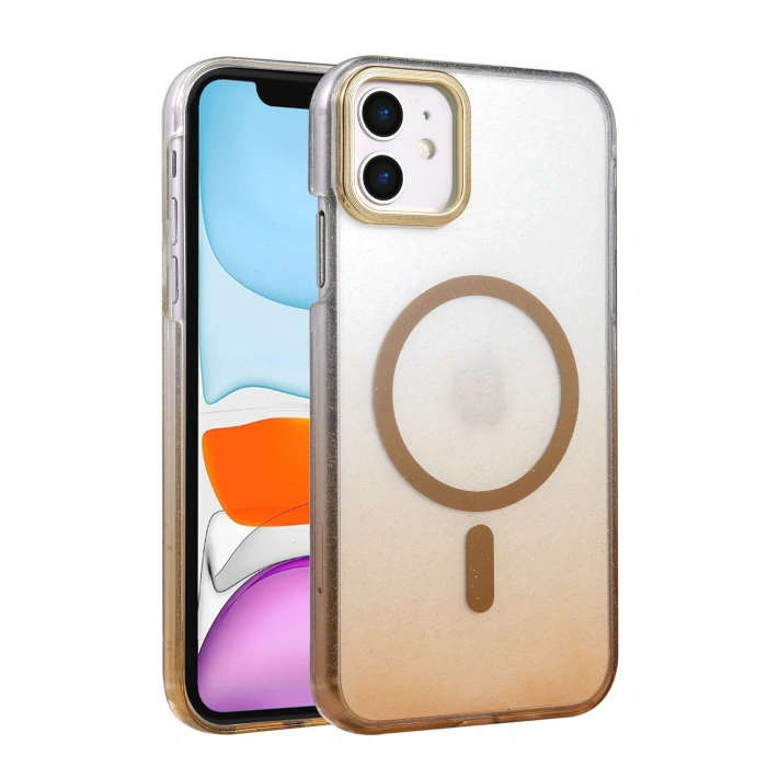 HarmonyAura Apple iPhone 12 Glossy Magsafe Kapak - Çöl Titanyum