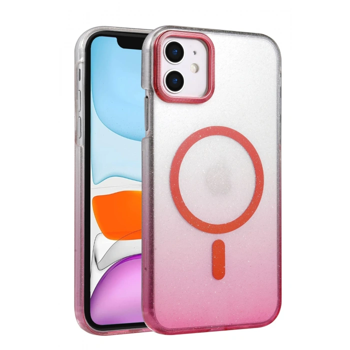 HarmonyAura Apple iPhone 12 Glossy Magsafe Kapak - Pembe