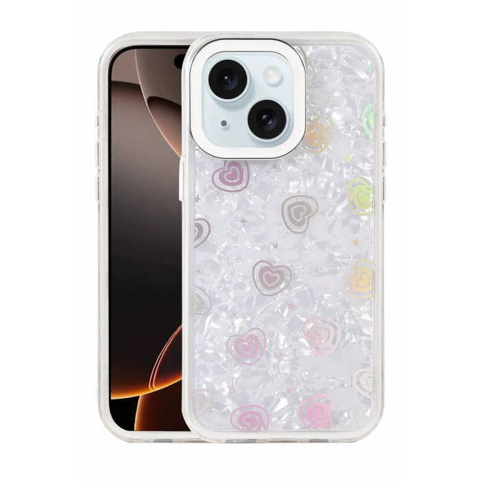 HarmonyAura Apple iPhone 14 Lumi Desenli Kapak - Beyaz