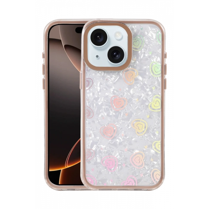 HarmonyAura Apple iPhone 14 Lumi Desenli Kapak - Çöl Titanyum