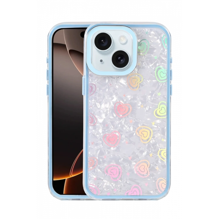 HarmonyAura Apple iPhone 14 Lumi Desenli Kapak - Mavi