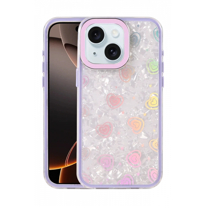 HarmonyAura Apple iPhone 14 Lumi Desenli Kapak - Mor