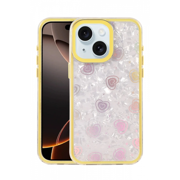 HarmonyAura Apple iPhone 14 Lumi Desenli Kapak - Sarı