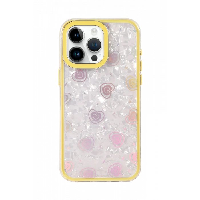 HarmonyAura Apple iPhone 14 Lumi Desenli Kapak - Sarı