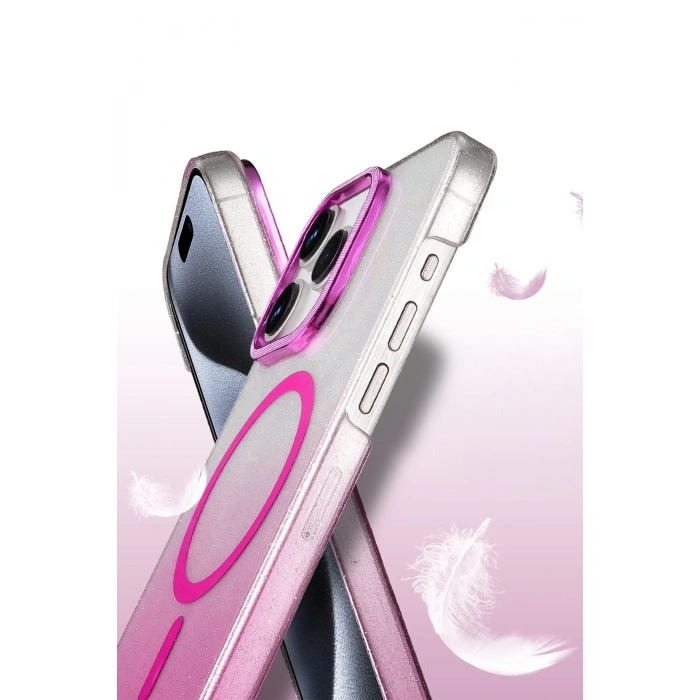 HarmonyAura Apple iPhone 14 Pro Max Glossy Magsafe Kapak - Mor