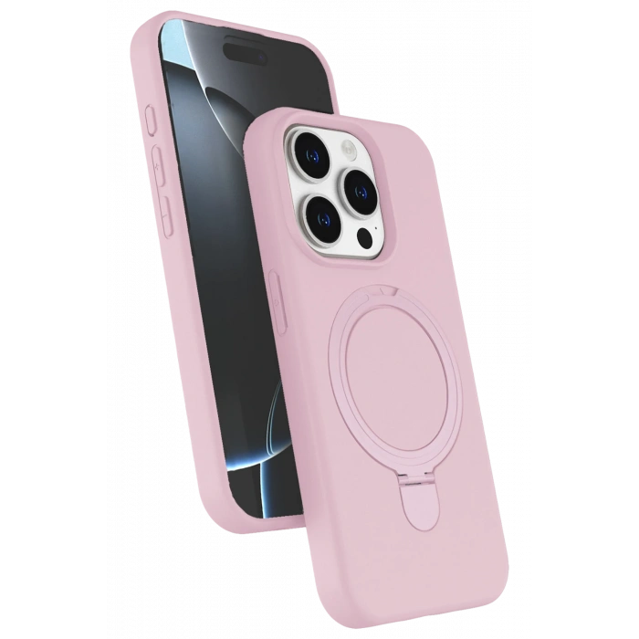 HarmonyAura Apple iPhone 14 Pro Max Regal Magsafe Standlı Kapak - Açık Pembe