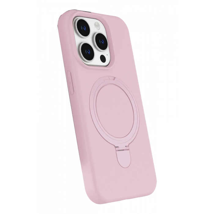 HarmonyAura Apple iPhone 14 Pro Max Regal Magsafe Standlı Kapak - Açık Pembe