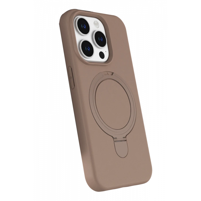 HarmonyAura Apple iPhone 14 Pro Max Regal Magsafe Standlı Kapak - Çöl Titanyum