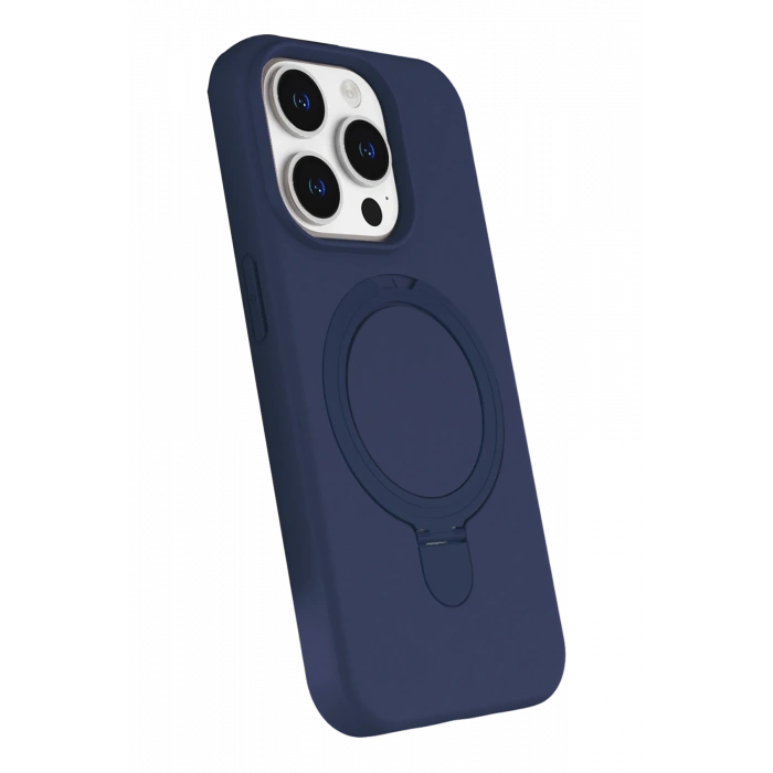 HarmonyAura Apple iPhone 14 Pro Max Regal Magsafe Standlı Kapak - Lacivert