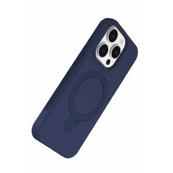 HarmonyAura Apple iPhone 14 Pro Max Regal Magsafe Standlı Kapak - Lacivert