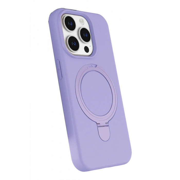 HarmonyAura Apple iPhone 14 Pro Max Regal Magsafe Standlı Kapak - Lila