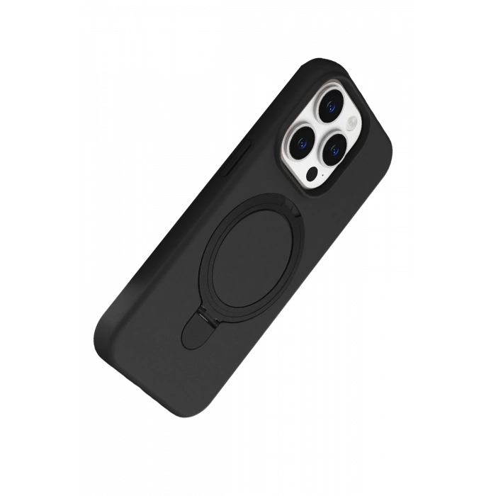 HarmonyAura Apple iPhone 14 Pro Max Regal Magsafe Standlı Kapak - Siyah