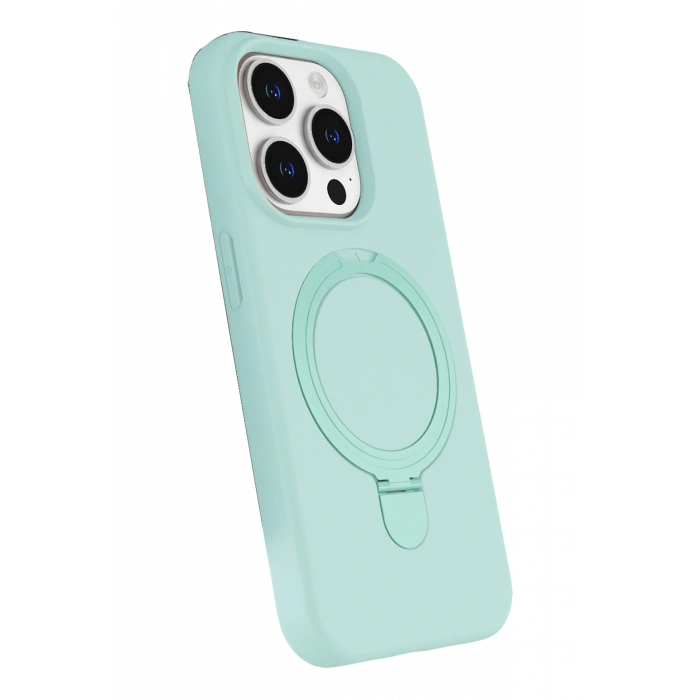HarmonyAura Apple iPhone 14 Pro Max Regal Magsafe Standlı Kapak - Su Yeşili