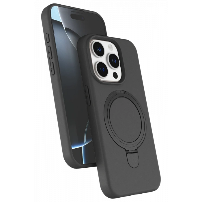 HarmonyAura Apple iPhone 14 Pro Max Regal Magsafe Standlı Kapak - Titan Gri