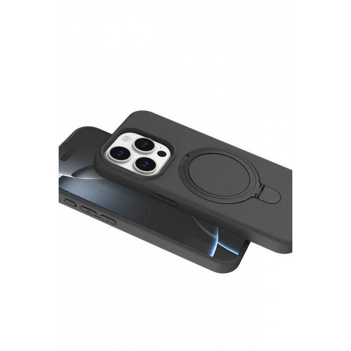 HarmonyAura Apple iPhone 14 Pro Max Regal Magsafe Standlı Kapak - Titan Gri