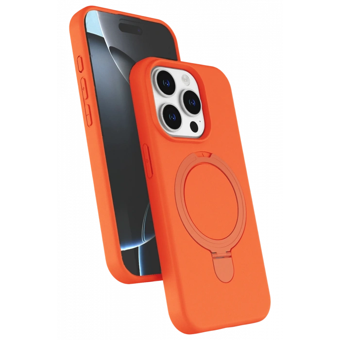 HarmonyAura Apple iPhone 14 Pro Max Regal Magsafe Standlı Kapak - Turuncu